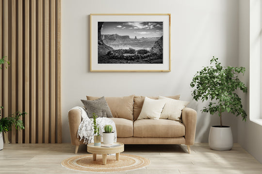 Sandstone Circle Black & White, Moab, UT - Framed Lustre Print on Wall
