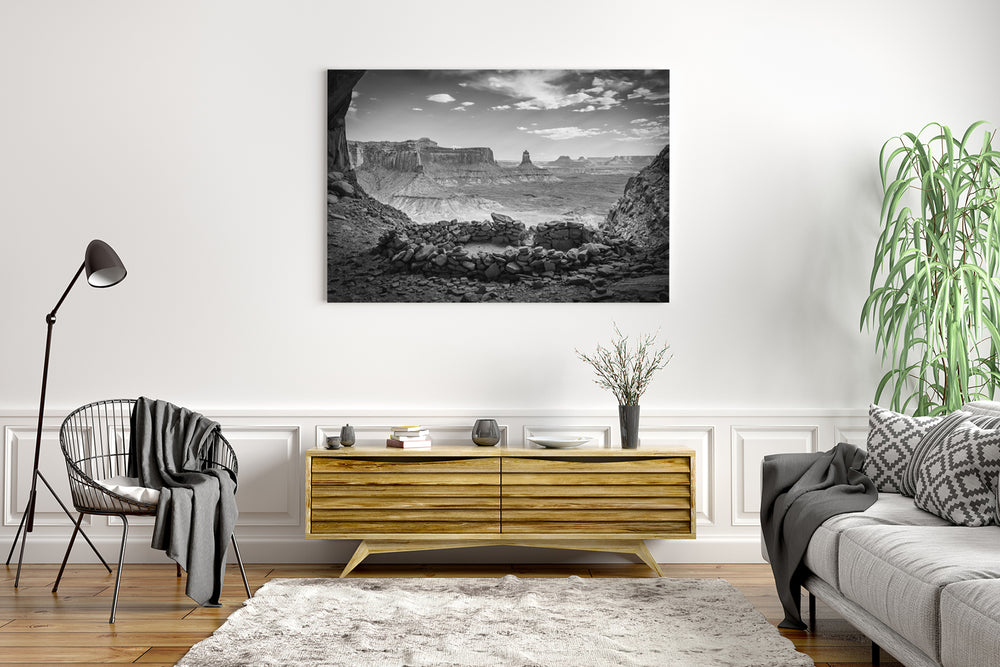 Sandstone Circle Black & White, Moab, UT - Metal Print