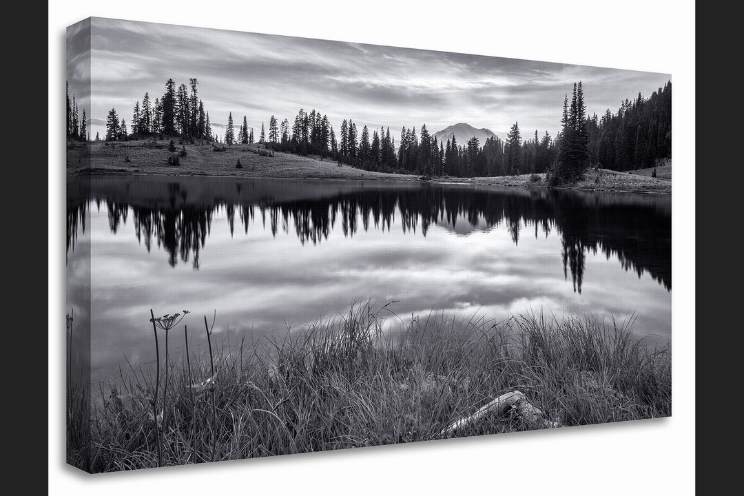 Tipsoo Lake and Mount Rainier, Washington Black & White - Canvas Gallery Wrap