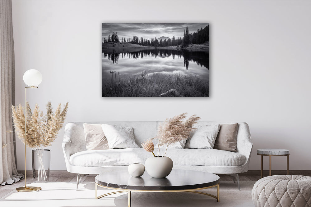 Tipsoo Lake and Mount Rainier, Washington Black & White - Metal Print