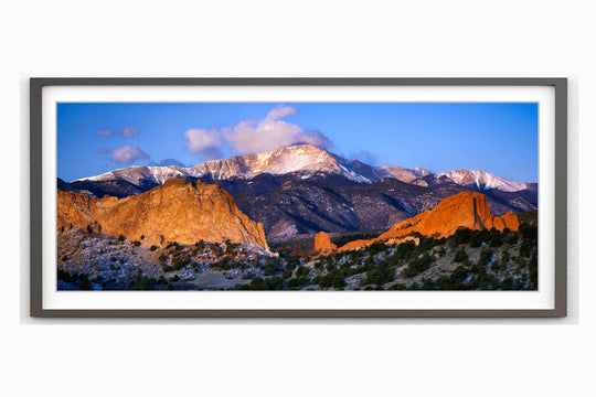 Pikes Peak and Garden of the Gods, CO - Framed Lustre Print