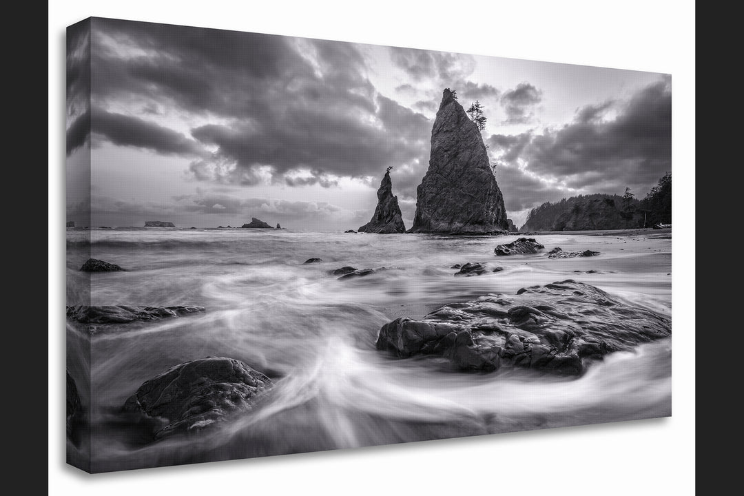 Rialto Beach Black & White, Olympic National Park, WA - Canvas Gallery Wrap