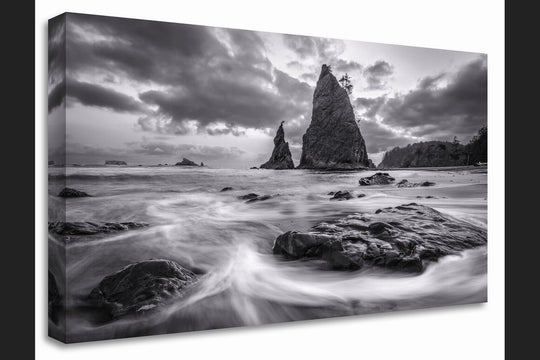 Rialto Beach Black & White, Olympic National Park, WA - Canvas Gallery Wrap