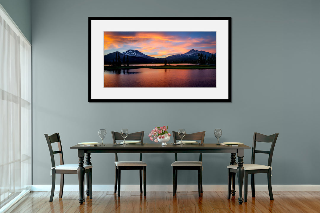 Sunset at Sparks Lake, Bend, OR - Framed Lustre Print on Wall