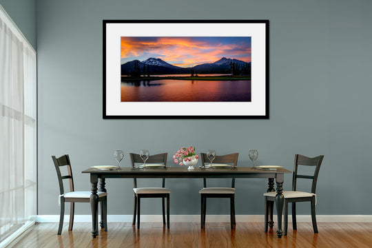 Sunset at Sparks Lake, Bend, OR - Framed Lustre Print on Wall