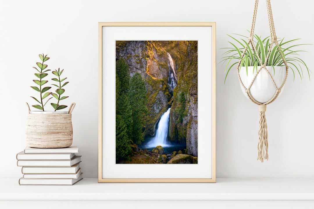 Wahclella Falls, Columbia River Gorge, OR - Framed Lustre Print