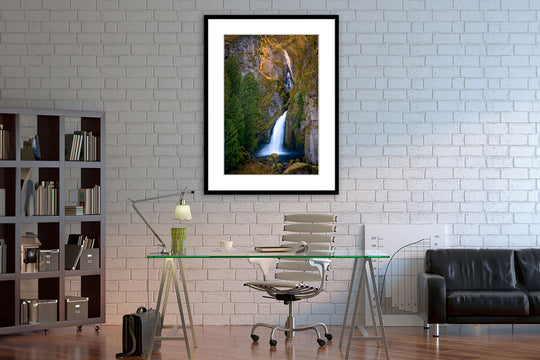 Wahclella Falls, Columbia River Gorge, OR - Framed Lustre Print on Wall
